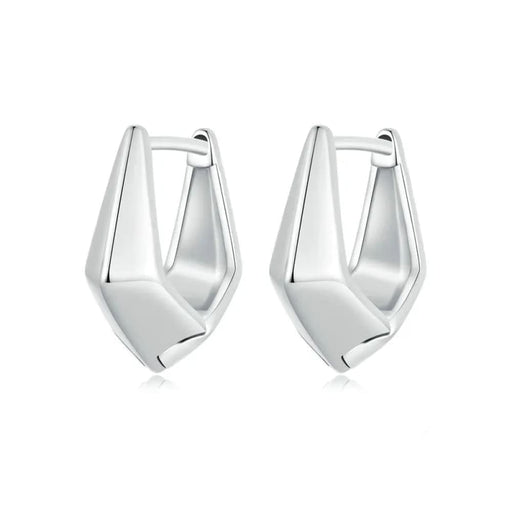 Womens 925 Sterling Silver Simple Geometric Ear Buckles
