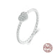 Womens 925 Sterling Silver Sparkling Heart Ring Braided