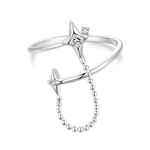 Womens 925 Sterling Silver Starry Adjustable Ring Starlight