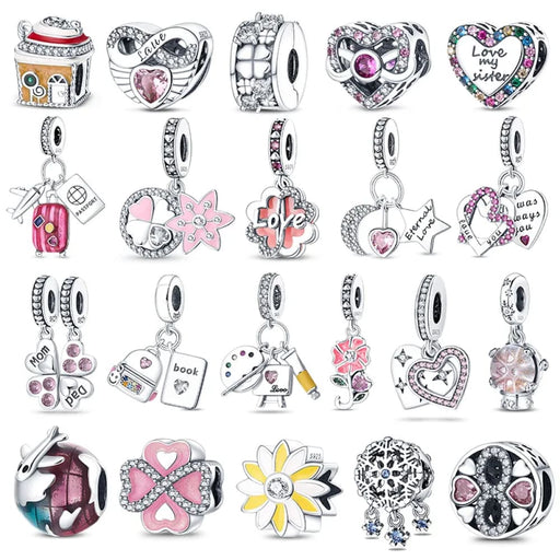 Womens 925 Sterling Silver Suitcase Airplane Travel Charms
