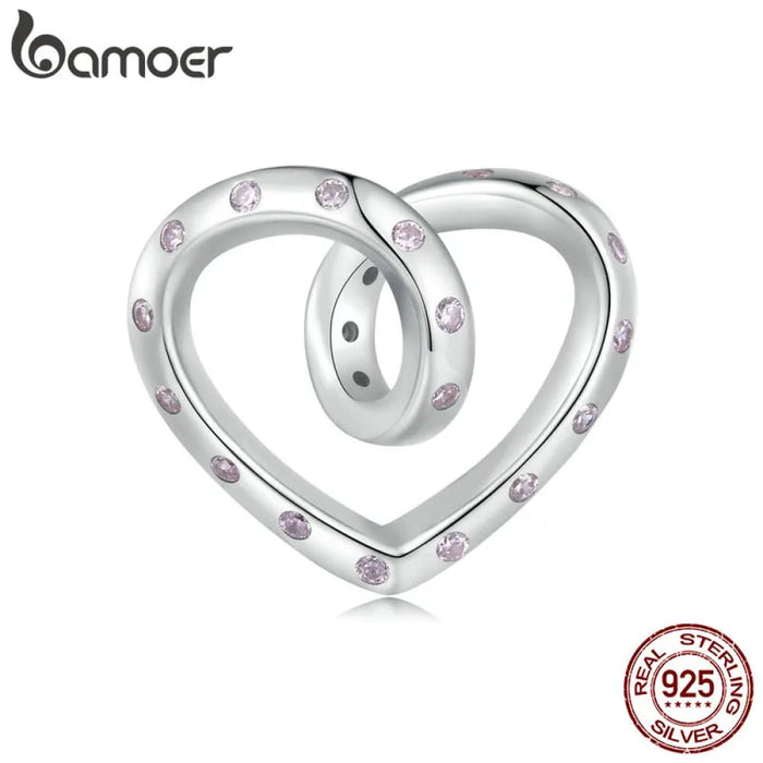 Womens 925 Sterling Silver Twisted Heart Charms Infinite