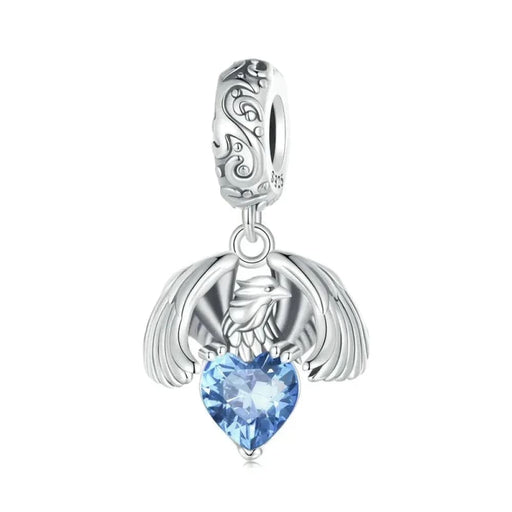 Womens 925 Sterling Silver White Eagle Hanging Bead Blue