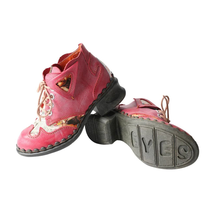 Womens Ankle Leather Shoes For Outdoor,medium Heel Floral