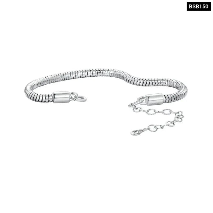Womens Authentic 925 Sterling Silver Snake Charm Chain