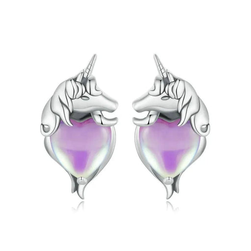 Womens Hypoallergenic Unicorn Stud Earrings 925 Sterling
