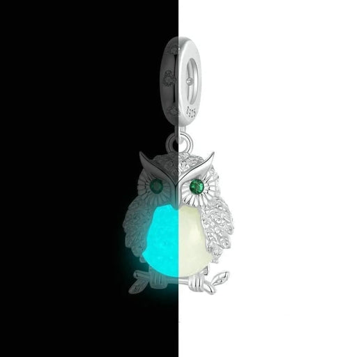 Womens Luminous Charms Beads 925 Sterling Silver Owl