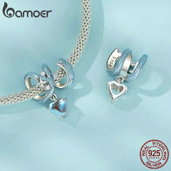 Womens Meteor Star Charm Bracelet 925 Sterling Silver Heart