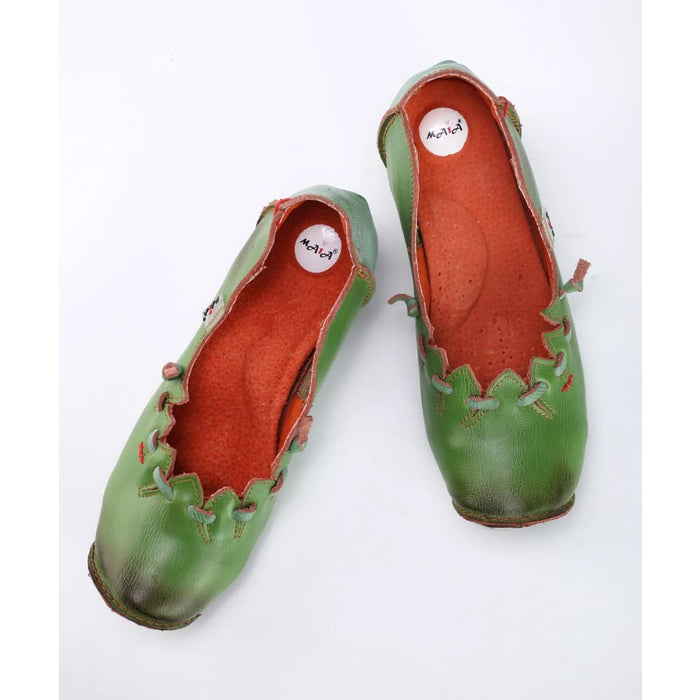 Womens Novelty Retro Style Low Heel Shoes With Shallow Lace