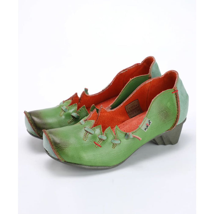 Womens Novelty Retro Style Low Heel Shoes With Shallow Lace