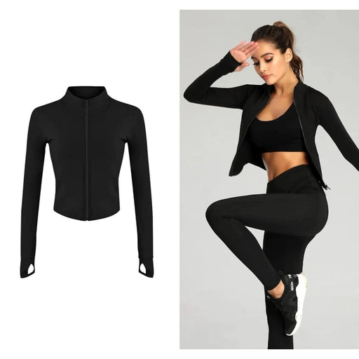 Womens Slim Fit Yoga Jacket With Thumb Holes