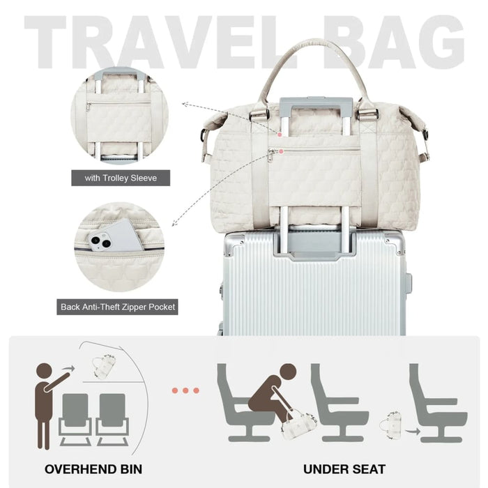 Womens Travel Duffle Bag with Trolley Sleeve and Wet Pocket