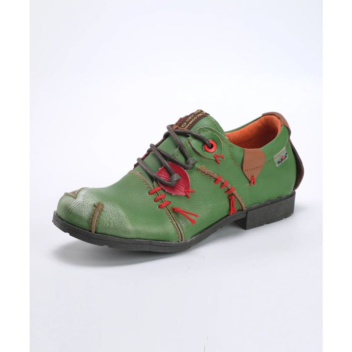 Womens Unisex Vintage Style Leather Stitching Shoes