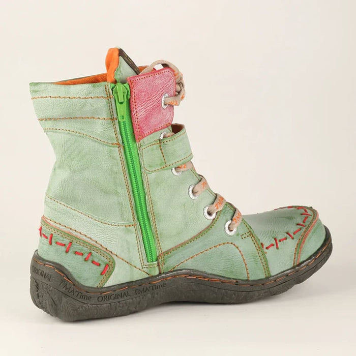 Womens Winter Leather Boots Simple Short Plush With Slip-on