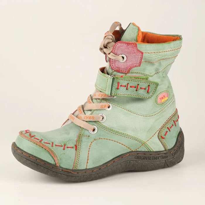 Womens Winter Leather Boots Simple Short Plush With Slip-on