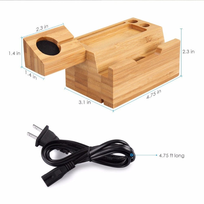 Wood Bamboo Charging Dock Charger Station Bracket Cradle