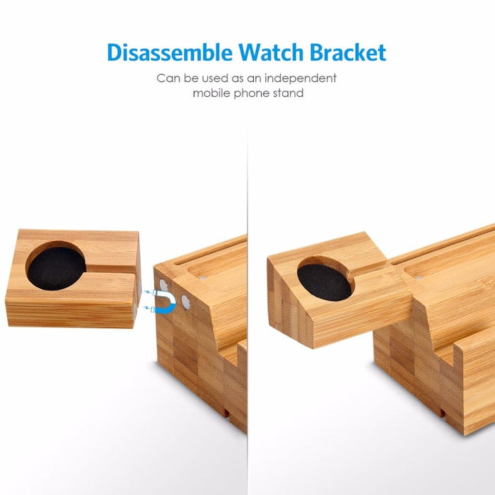 Wood Bamboo Charging Dock Charger Station Bracket Cradle