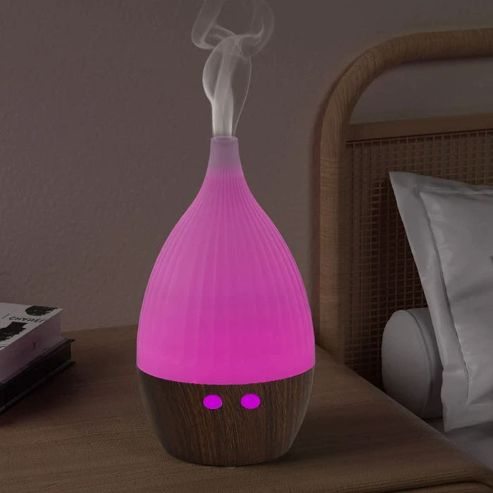 Wood Grain Usb Aroma Diffuser With 7 Colours Night Light