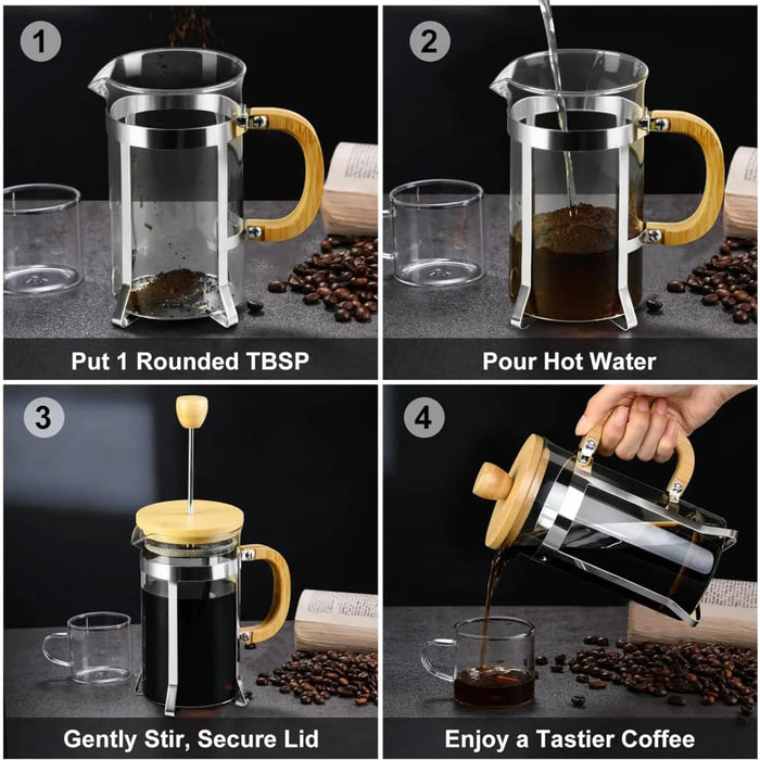 Wooden Covered French Press Coffee Maker