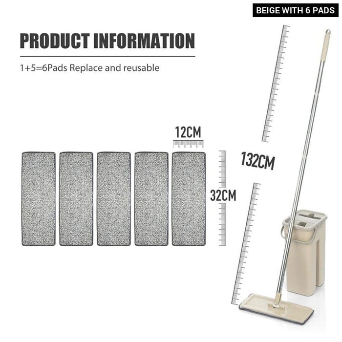 Wooden Flat Squeeze Mop Floor with Bucket Water for Home