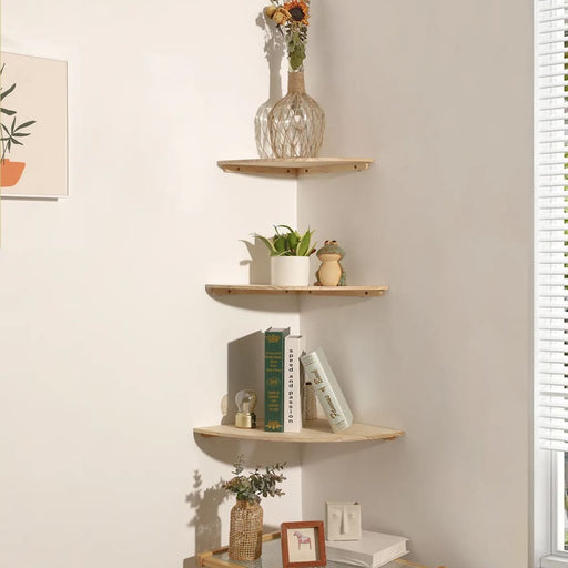 Wooden Floating Corner Shelves For Bedroom Living Room