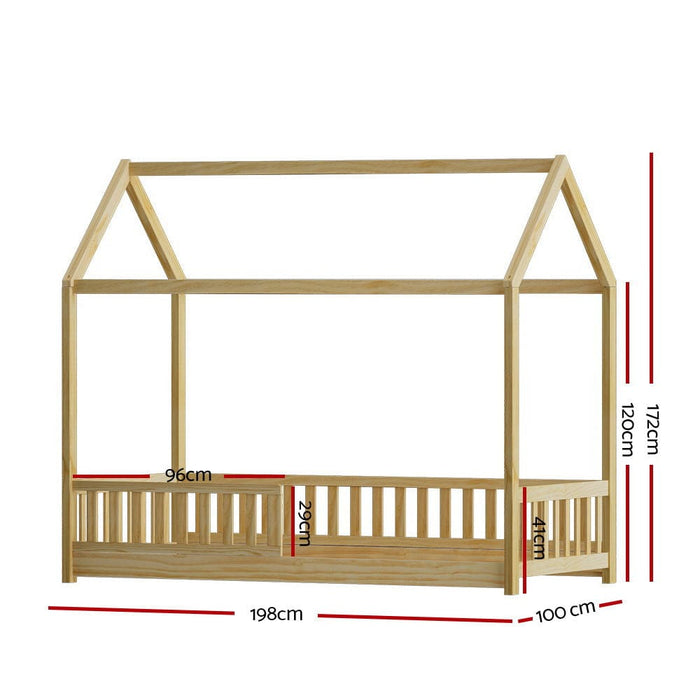 Wooden Bed Frame Single Size House Pine Timber Base