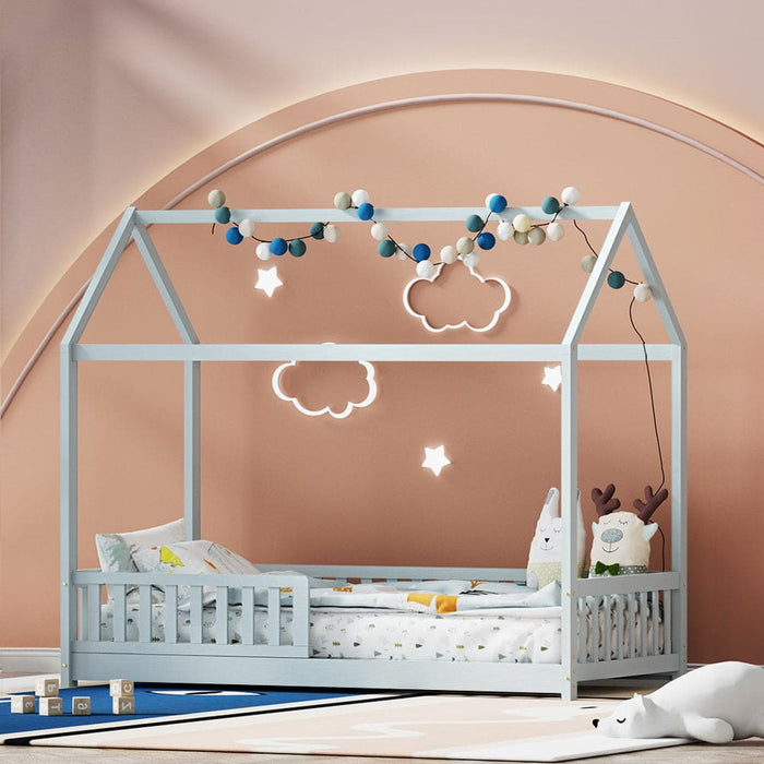 Wooden Bed Frame Single Size House Pine Timber Base