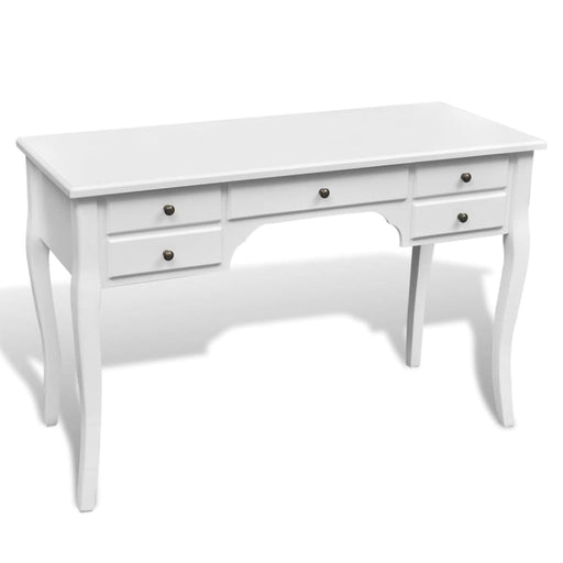 Wooden French Desk with Curved Legs and 5 Drawers Xaoita