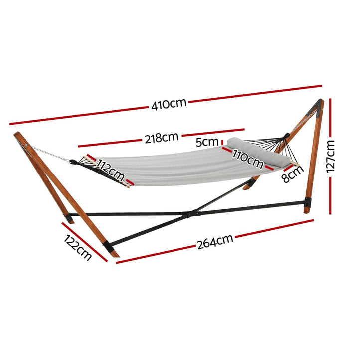 Wooden Hammock Chair With Stand Linen Bed Timber Steel 200kg
