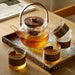 Wooden Handle Glass Teapot With Steel Filter