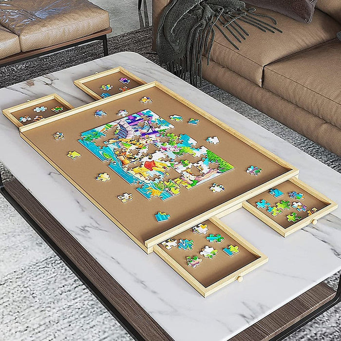 Wooden Jigsaw Puzzle Table Board Storage Tray For Adult Kid