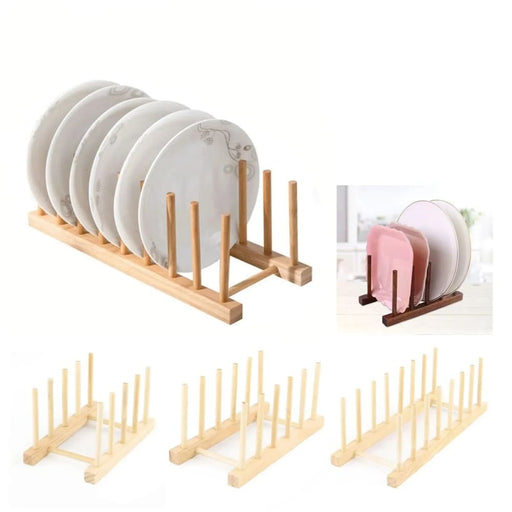 Wooden Kitchen Dish Rack Organizer Tray For Plates Cups