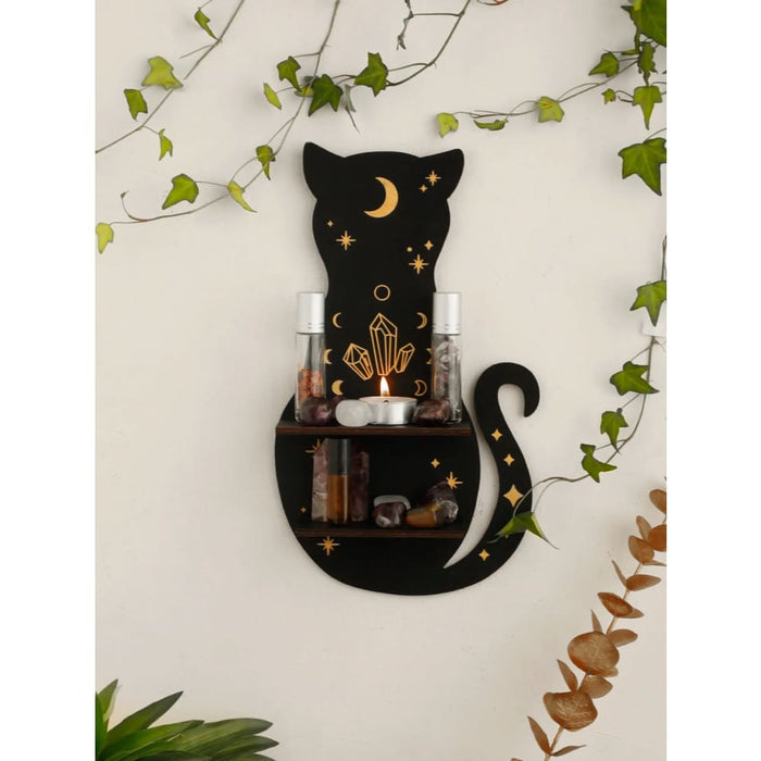 Wooden Moon Phase Shelf For Witchy Home Decor