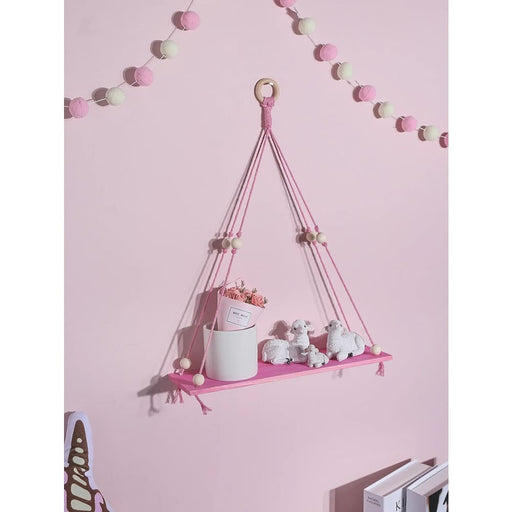 Wooden Pink Shelf For Girls Room Decor