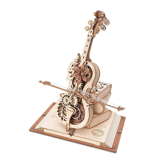 3d Wooden Puzzle Magic Cello Mechanical Music Box Moveable