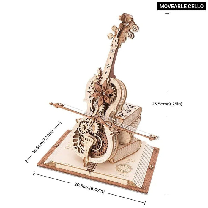 3d Wooden Puzzle Magic Cello Mechanical Music Box Moveable