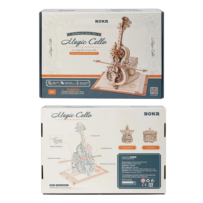 3d Wooden Puzzle Magic Cello Mechanical Music Box Moveable