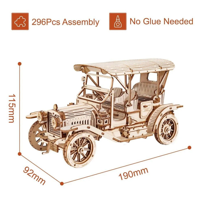 3d Wooden Puzzle Vintage Car for Kids Adults Easy Assemble