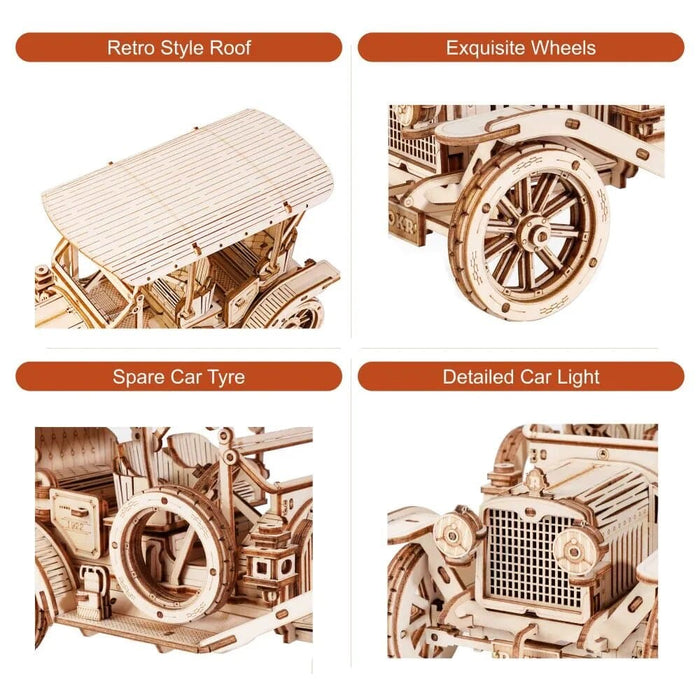 3d Wooden Puzzle Vintage Car for Kids Adults Easy Assemble