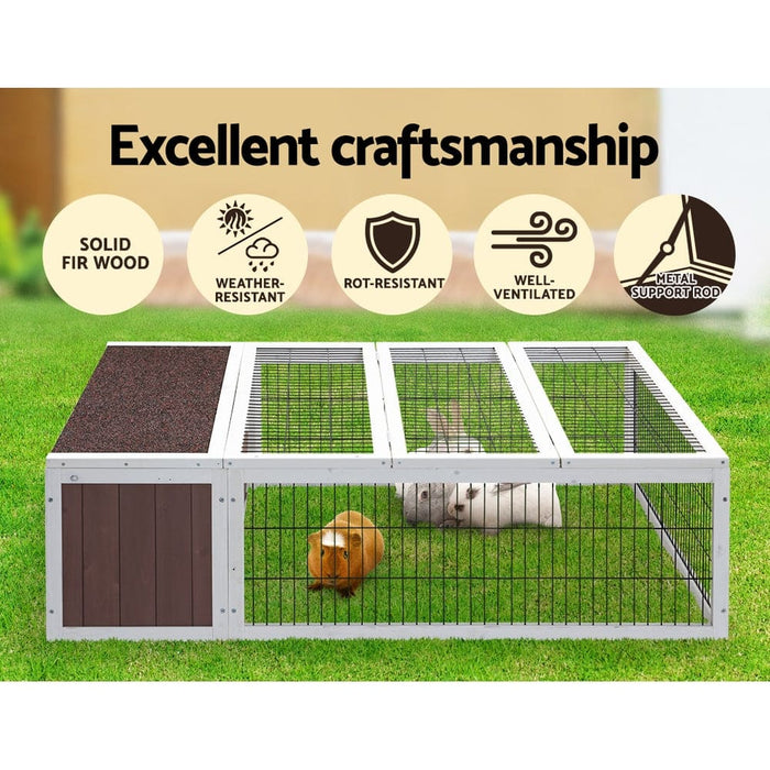 I.pet Wooden Rabbit Hutch Chicken Coop Run Cage Habitat