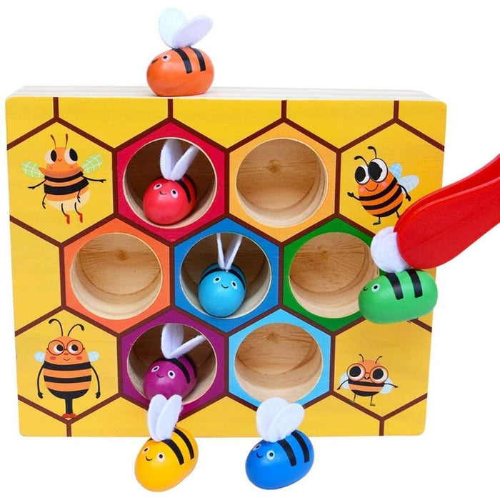 Wooden Bee Toddler Fine Motor Skill Toy - (montessori