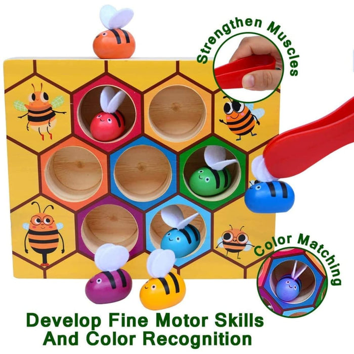 Wooden Bee Toddler Fine Motor Skill Toy - (montessori