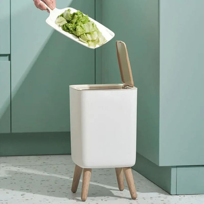 Wooden Trash Can With Lid