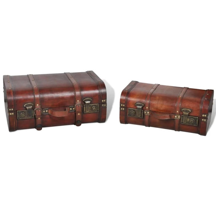 Wooden Treasure Chests 2 Pcs Vintage Brown Xabpip