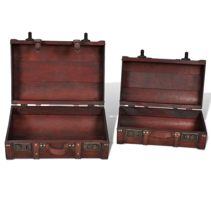 Wooden Treasure Chests 2 Pcs Vintage Brown Xabpip