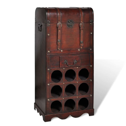 Wooden Wine Rack For 9 Bottles With Storage Xabpbl