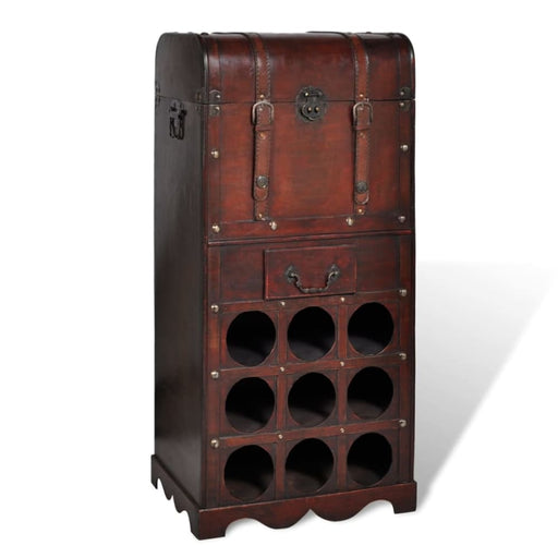 Wooden Wine Rack for 9 Bottles with Storage Xabpbl
