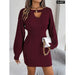 Woolen Dress with Lantern Sleeves for Women