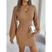 Woolen Dress with Lantern Sleeves for Women