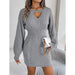 Woolen Dress with Lantern Sleeves for Women