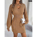 Woolen Dress with Lantern Sleeves for Women